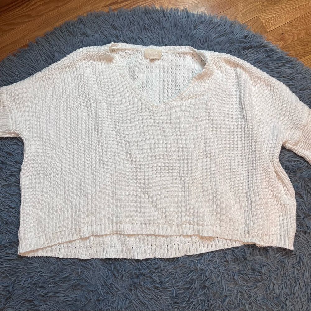 Women's Cream V-Neck Sweater